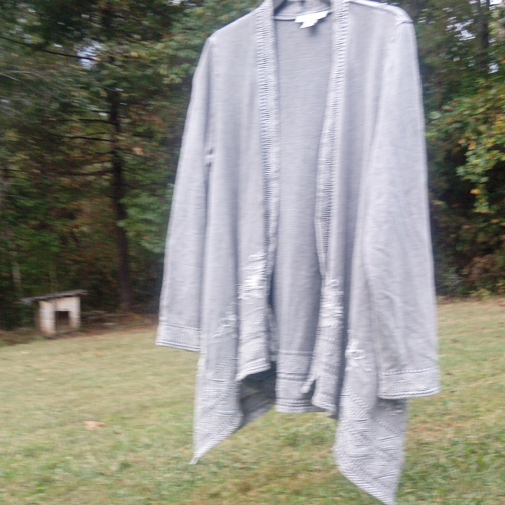 Coldwater Creek Gray Embroidered Cardigan - Picture 7 of 7